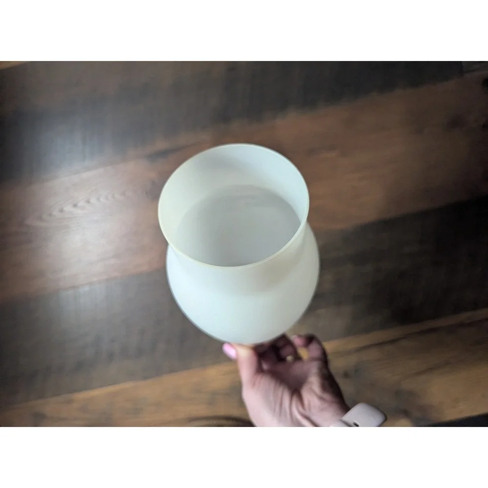 Replacement Frosted Glass Lamp Shade Hurricane Style Top‎ Mount Clear Rim 8.5